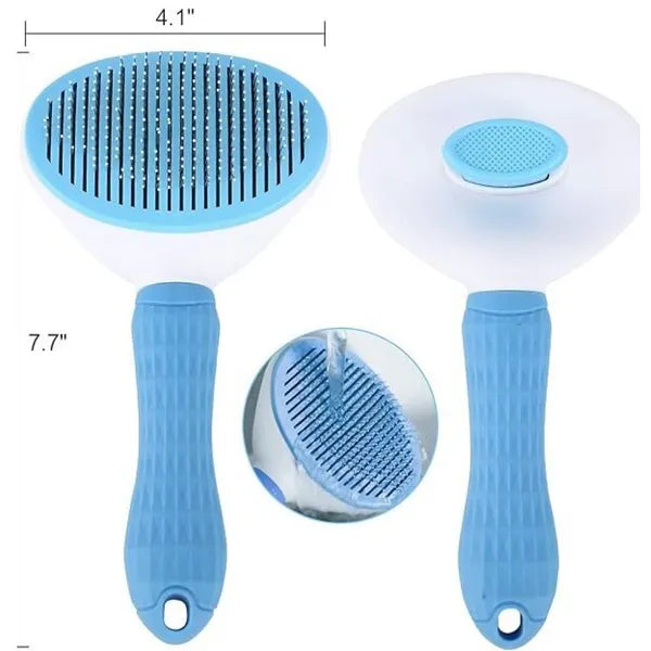 Self Cleaning Oval Pin Slicker Brush for Dogs and Cats (Blue)