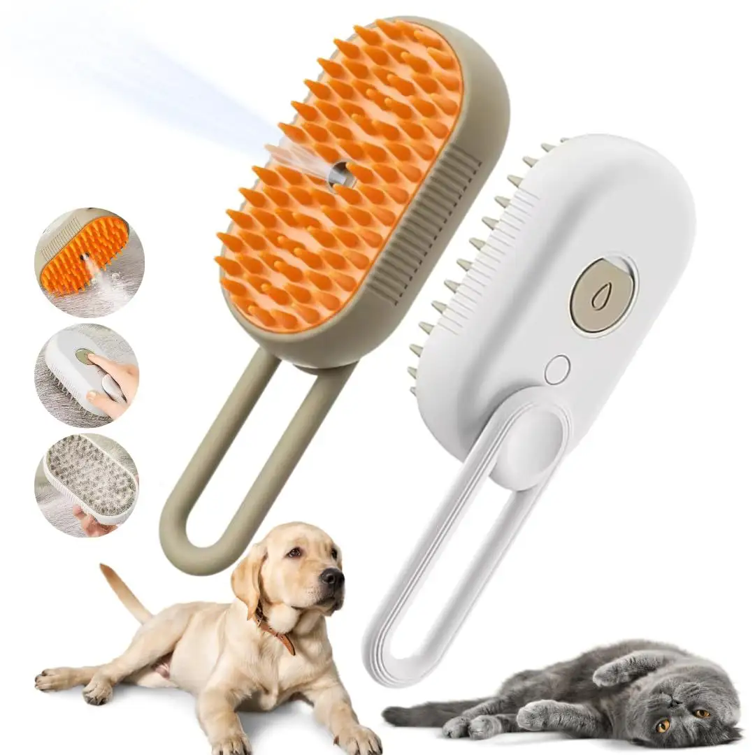Three in One Pet Steam Smart Grooming Brush for Dogs and Cats